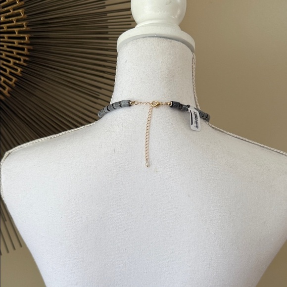 Free People Sincerely Yours Cross Choker In Gray/Blue - Picture 4 of 5